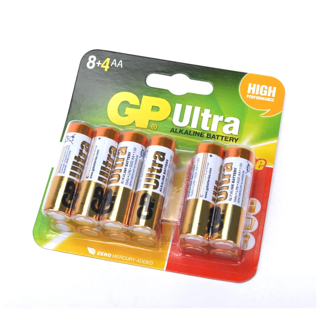 G719 - GP Alkaline AA Pencell; Card 8 + 4